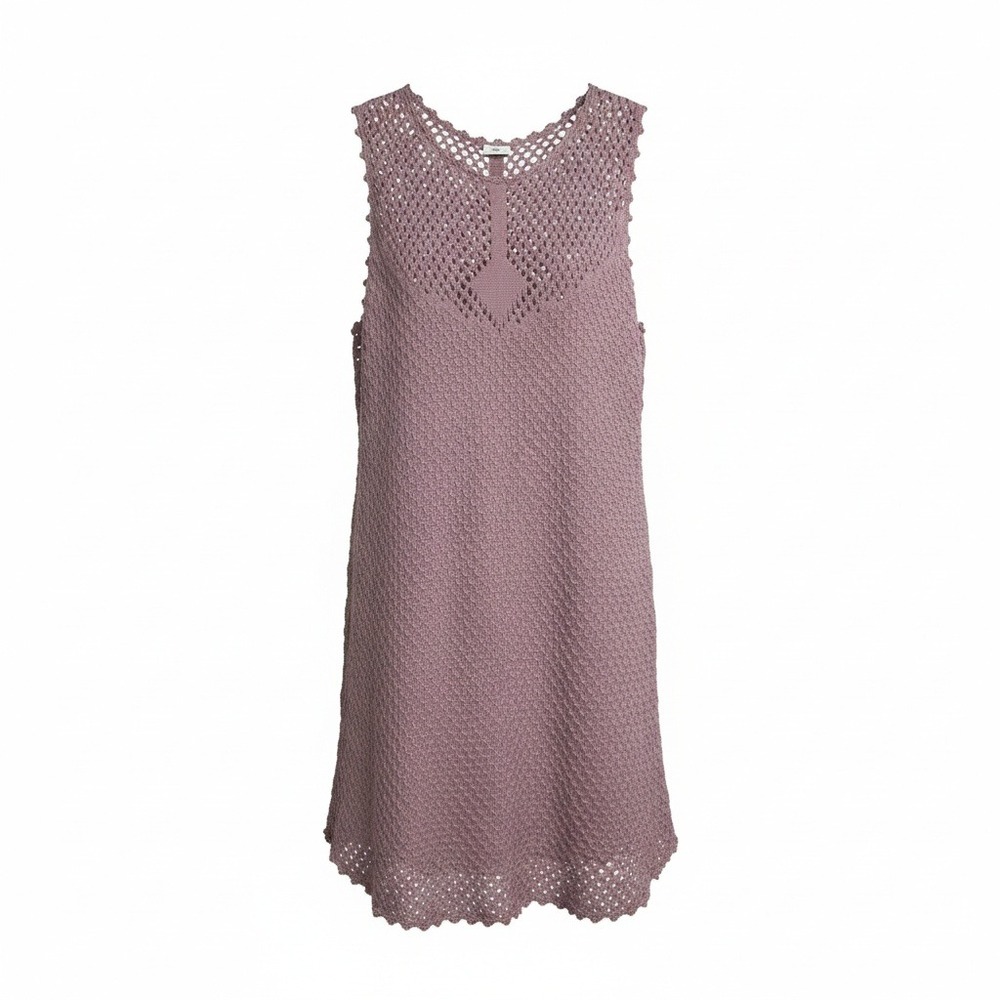 ONeill Womens XL Crochet Knit Sleeveless Boho Beach Dress Mauve Purple Excellent